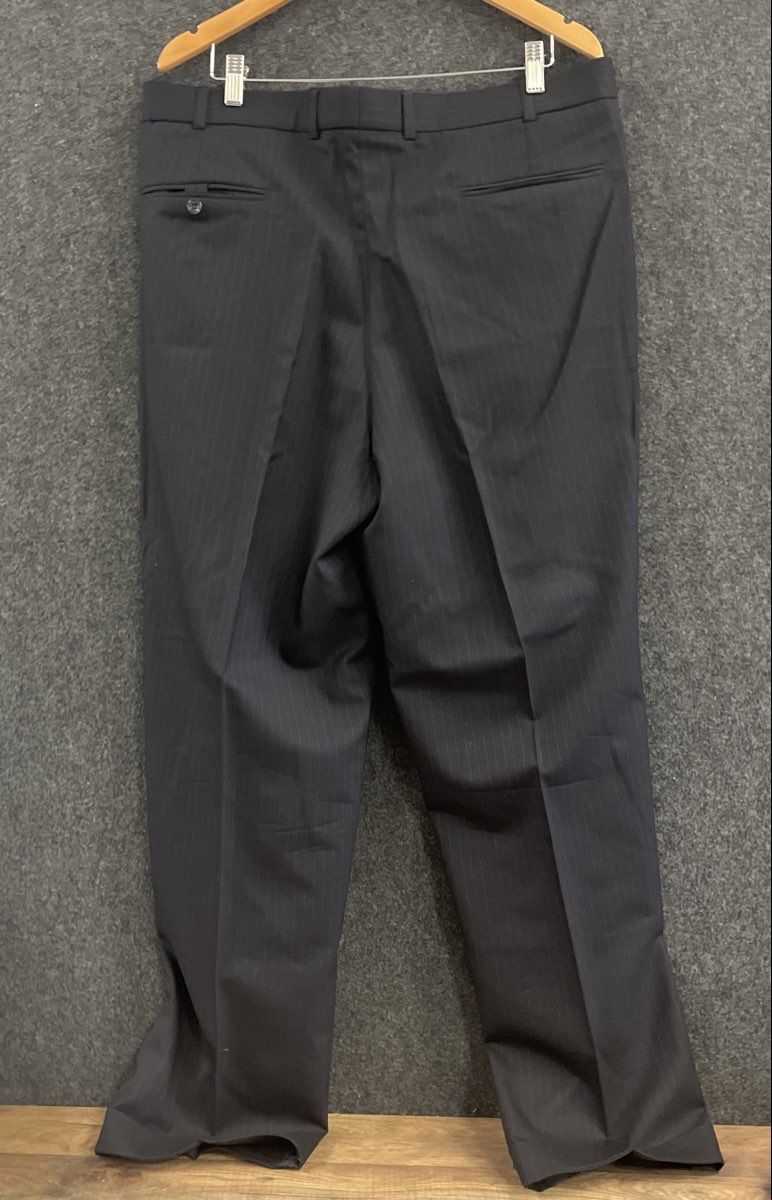 Alexandre Men's Navy Pinstripe 100% Wool Suit Jacket 46R Pleated Pants 40R