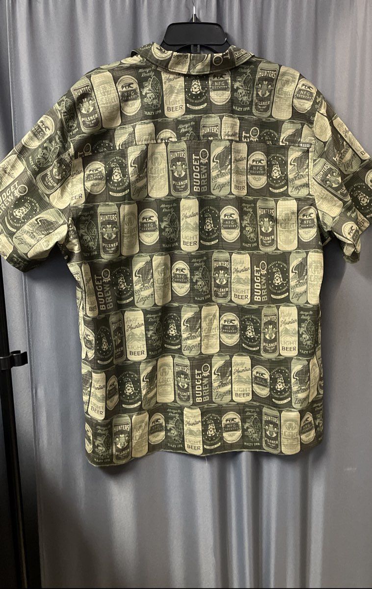 5.11 Tactical Men's Green Beer Can Printed Short Sleeve Button Up Shirt Sz XL