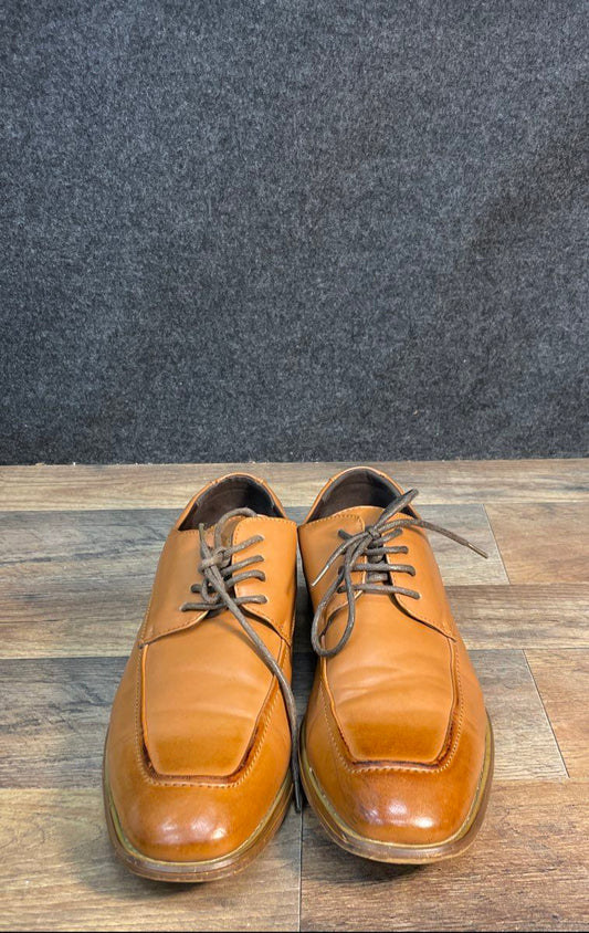 David Stone Brown Leather Moc Toe Lace Up Derby Dress Shoes Men's Size 9