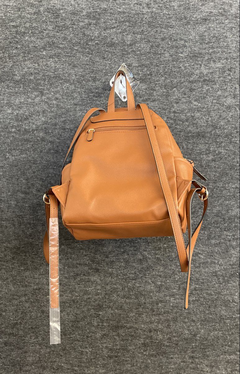 LC Lauren Conrad Saddle Brown Elene Functional Vegan Leather Backpack Purse NWT