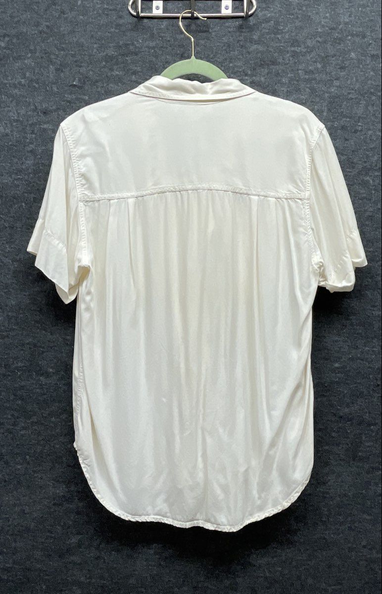 Vintage 90s White Stag Women's Cream Rayon Short Sleeve Utility Blouse Sz M