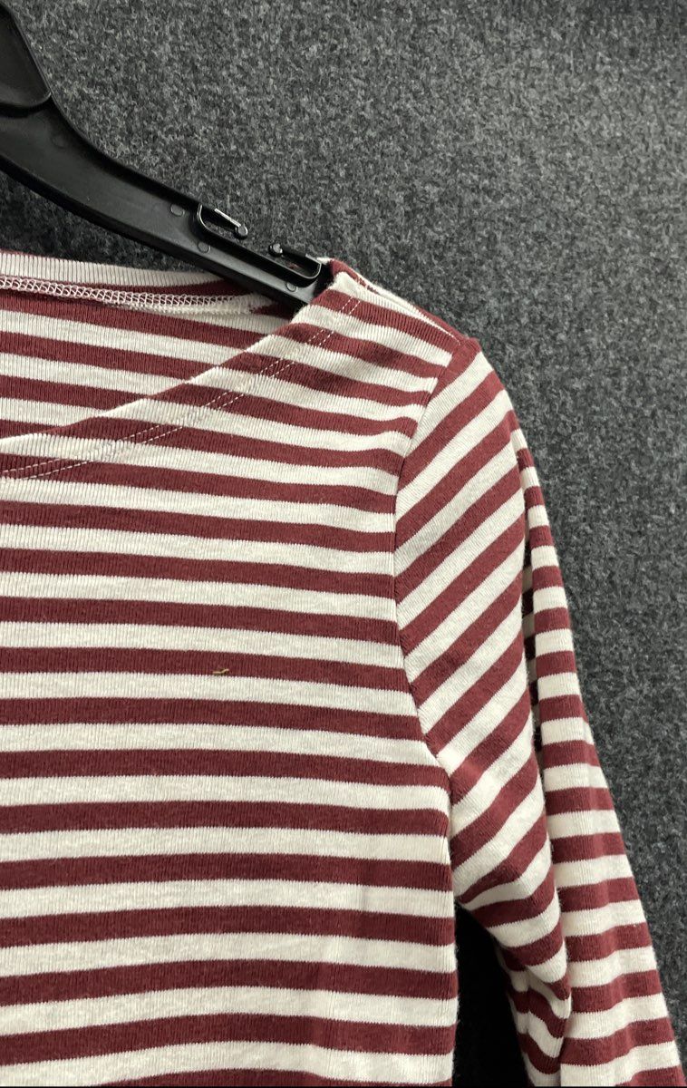Brandy Melville Women's Red Striped Long Sleeve Boat Neck Shirt NWT Sz S