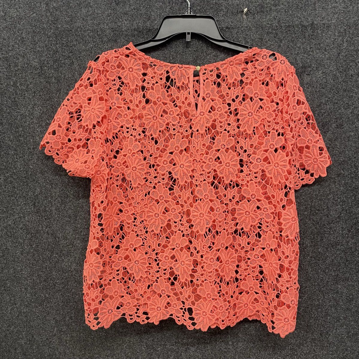 Liz Claiborne Women's Coral Floral Crochet Lace Blouse Top Sz PL