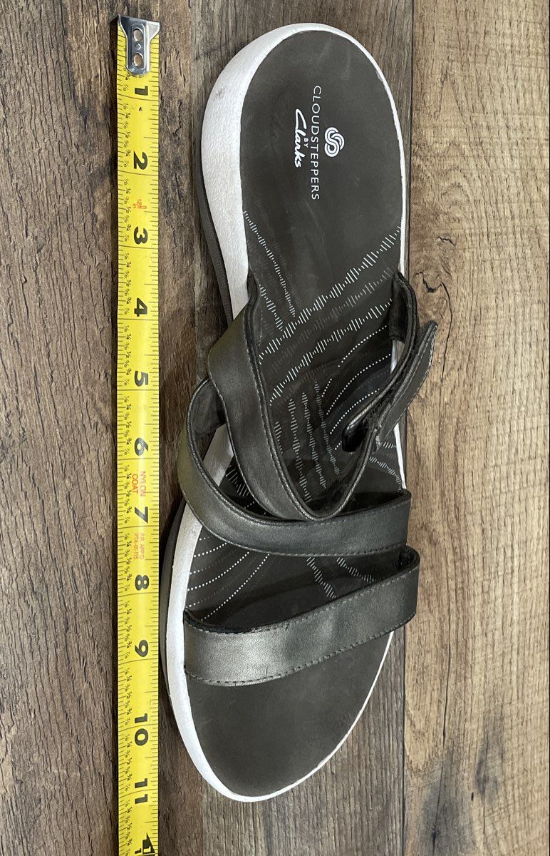 Clarks Cloudsteppers Sillian 2.0 Brown White Metallic Slide Sandals Size 10.5