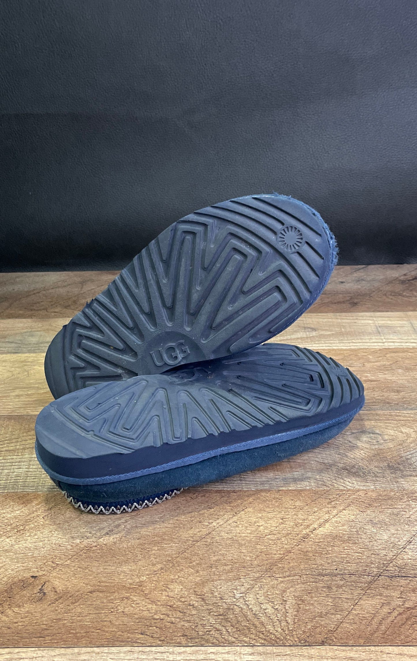 UGG Tasman Navy Blue Suede Sheepskin Lined Slippers Women's Size 5