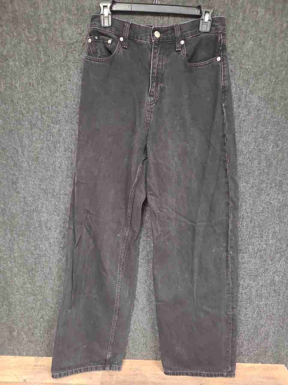 Calvin Klein Jeans Women's High Rise Relaxed Washed Black Cotton Jeans Sz 26
