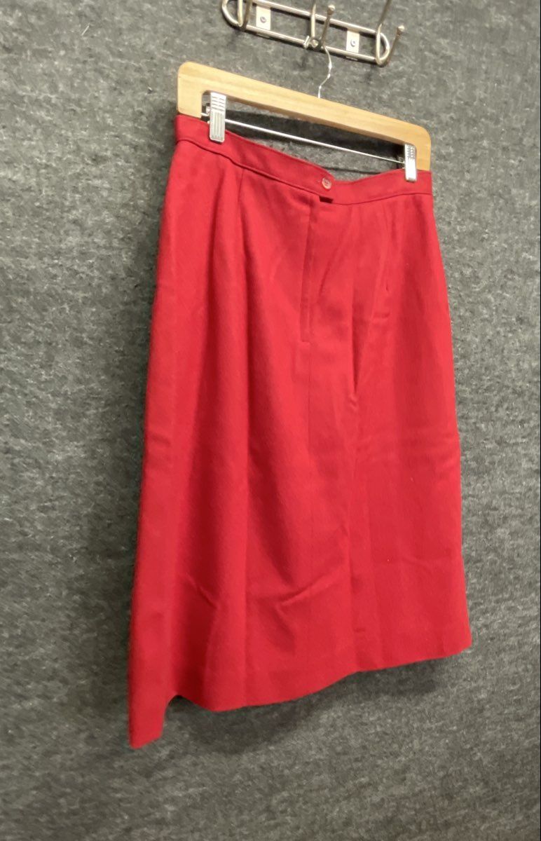 Vintage 80s Koret Women's Red A-Line Pocket Midi Skirt Sz 14 ILGWU