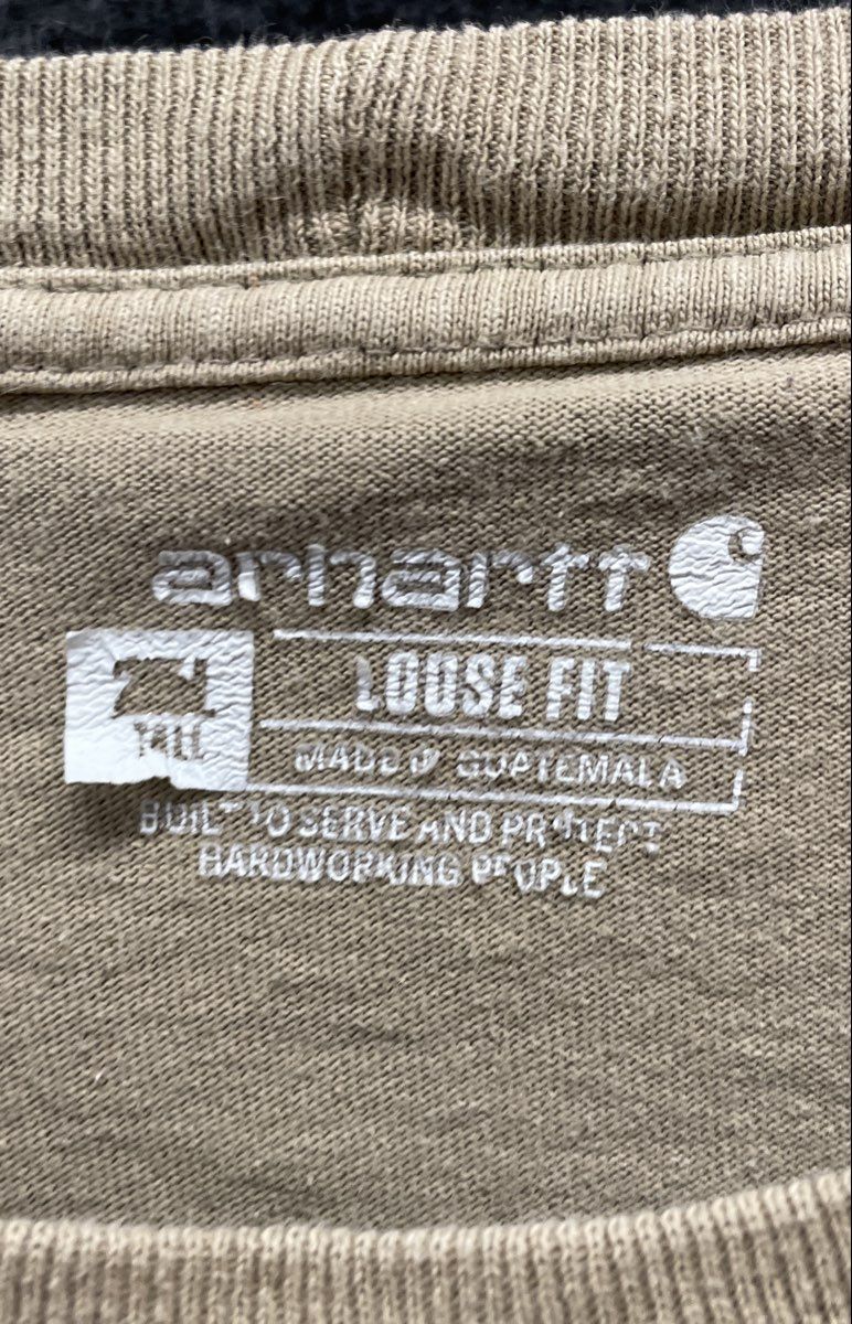 Carhartt Men's K87 Tan Brown Loose Fit Pocket T-shirt Short Sleeve Sz 2XLT