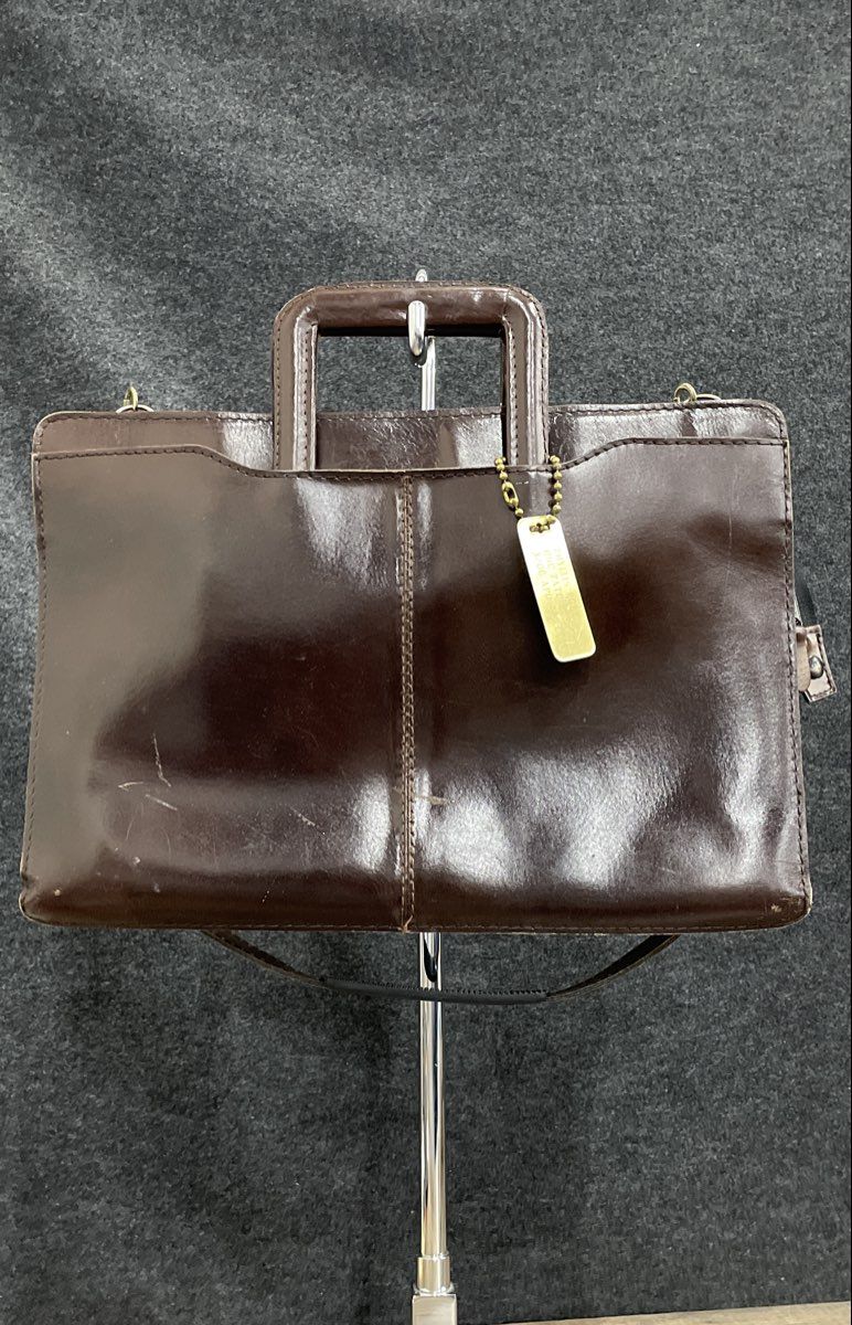 Vintage Brown Leather Slim Briefcase Attache Bag Large Portfolio Case