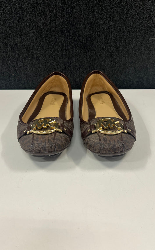 Michael Kors Fulton Moc Brown Monogram Ballet Flats Driving Loafer Size 7.5
