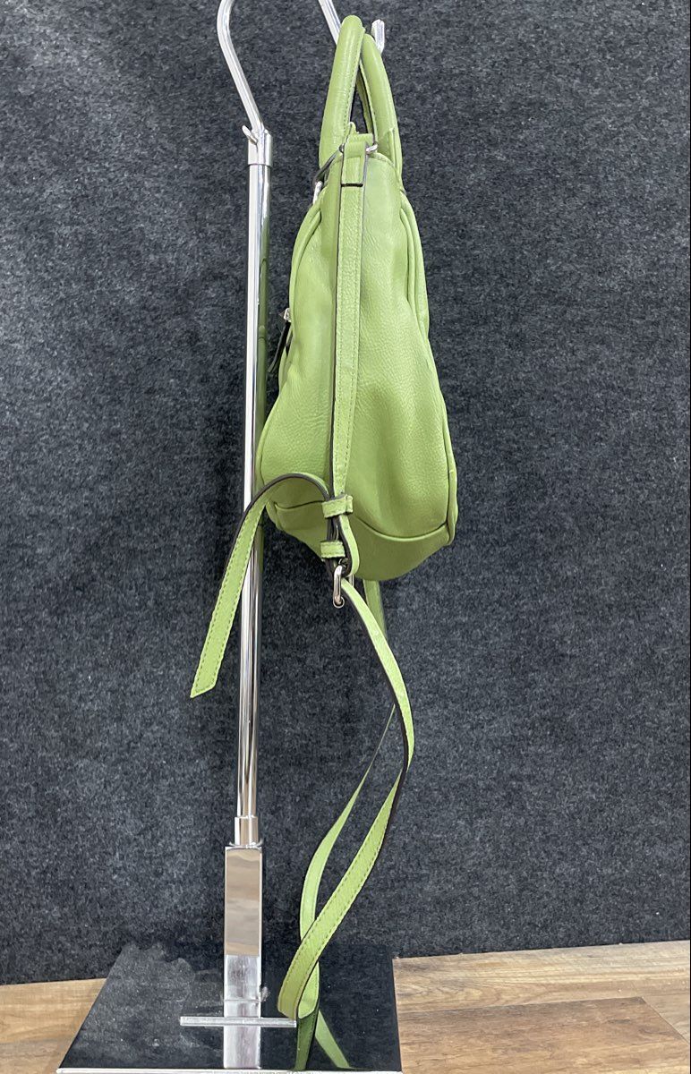 Simply Vera Vera Wang Green Leather Satchel Crossbody Handbag Silver Hardware