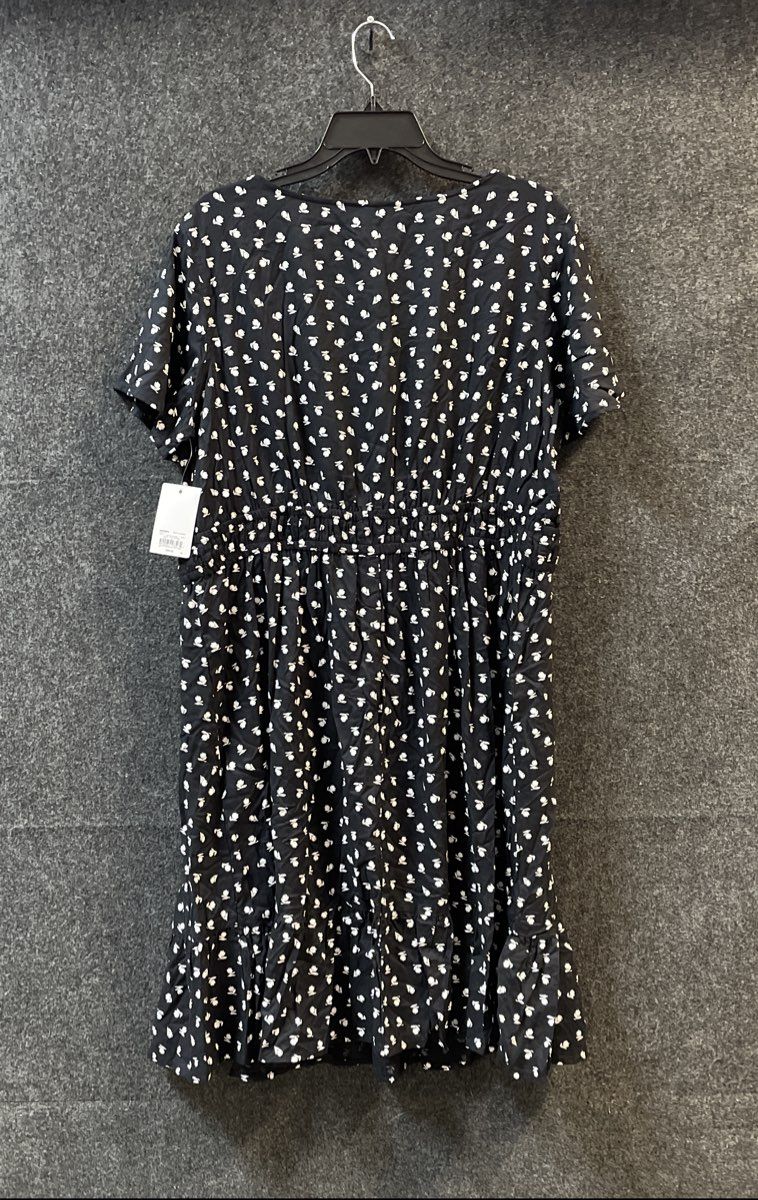 Croft & Barrow Women's Black Floral Rayon Short Sleeve Ruffle Hem Dress XL NWT
