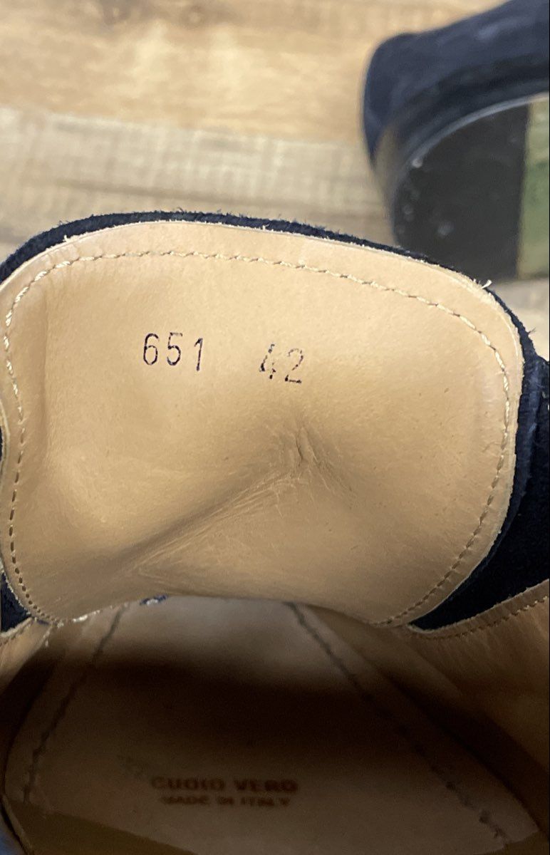Soulier Navy Blue Suede Wholecut Derby Dress Shoes Made In Italy Size 42
