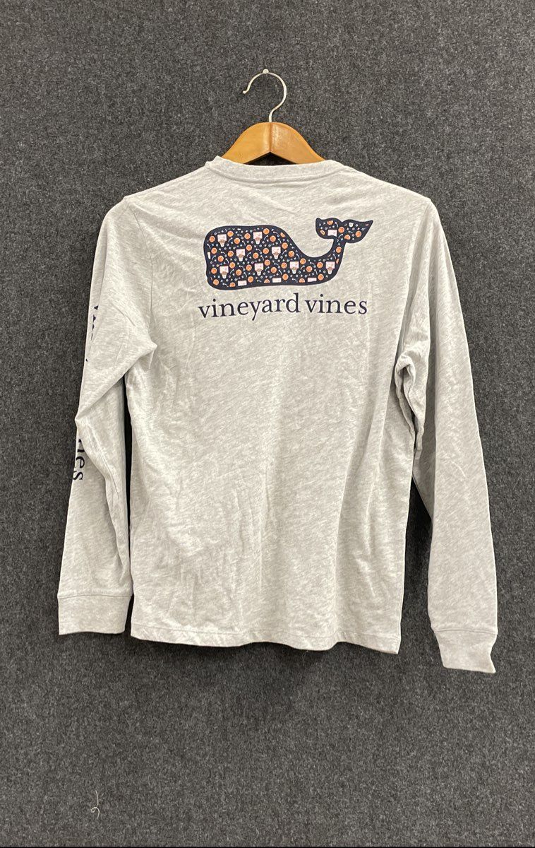 Vineyard Vines Boys Gray Long Sleeve Sports Whale Pocket T-Shirt Sz XL 18 NWT