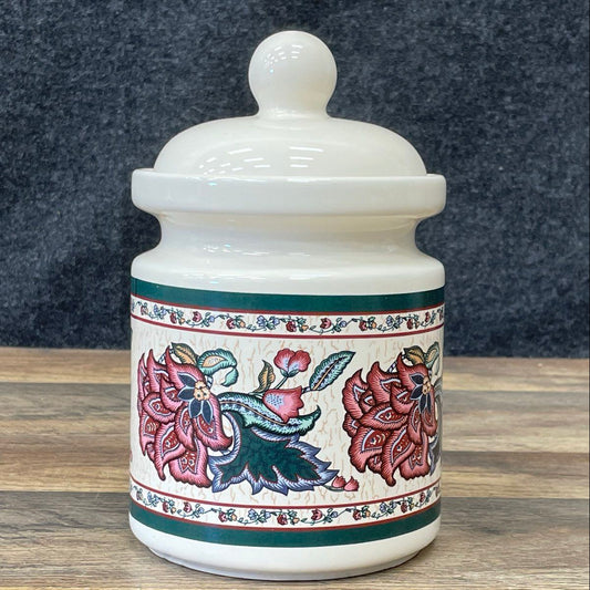 Vintage Preferred Stock Paisley Garden Floral Stoneware Kitchen Canister w/ Lid