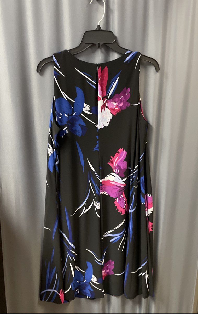 Lauren Ralph Lauren Women's Black Floral Print Sleeveless Shift Dress Size 12