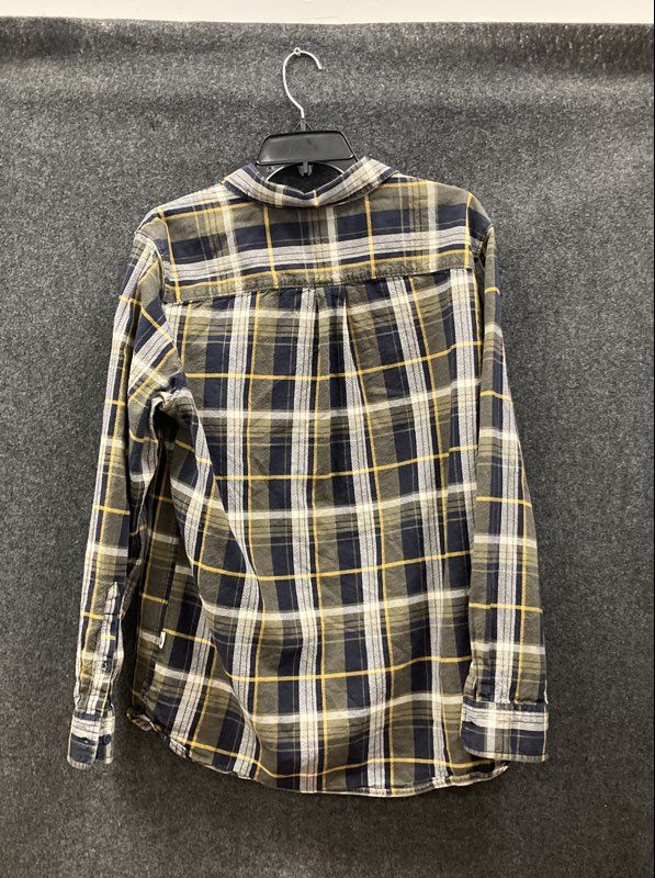 The North Face Men's Plaid Flannel Shirt Button Down Olive Green Navy Size L