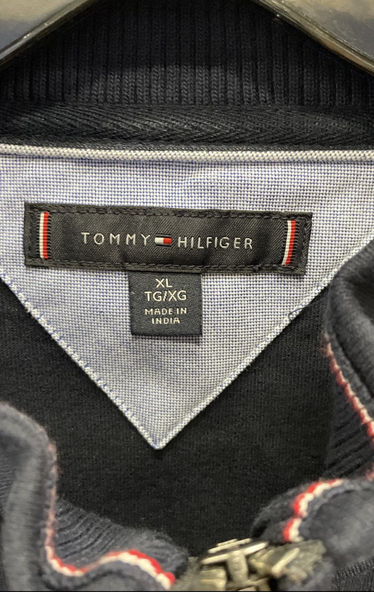 Tommy Hilfiger Men's Navy Blue Quarter Zip Pullover Mock Neck Sweatshirt Sz XL