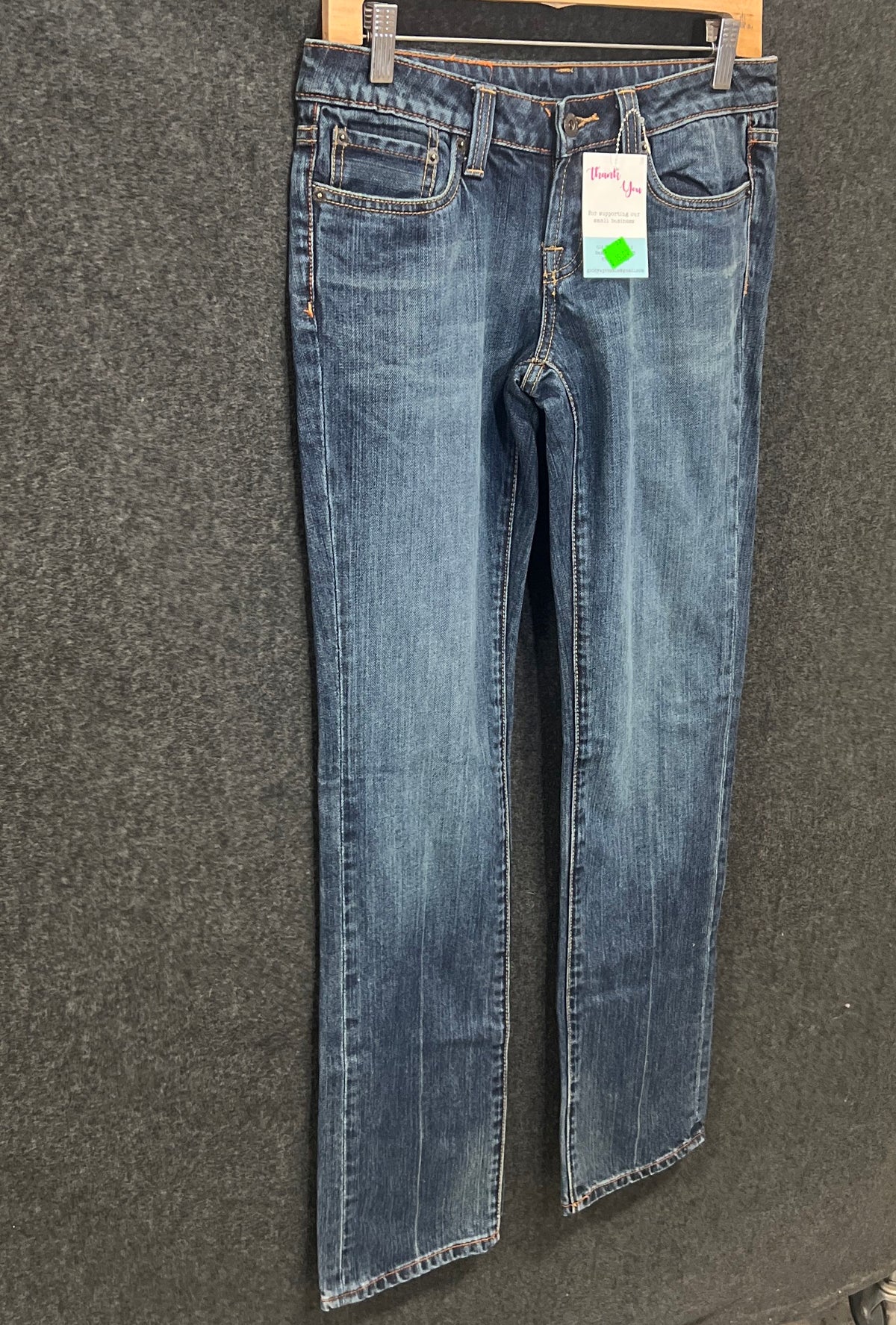 School of Women Women's Jeans Blue Medium Wash Straight Leg Crest Patch Sz 28