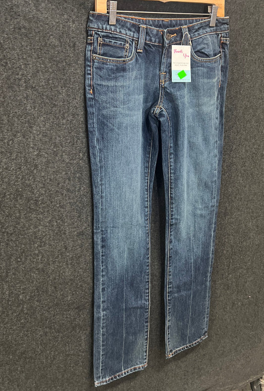 School of Women Women's Jeans Blue Medium Wash Straight Leg Crest Patch Sz 28