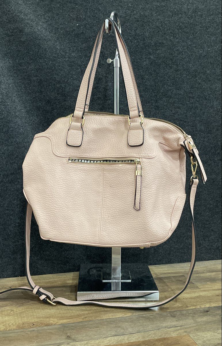 Urban Expressions Pink Leather Satchel Handbag Gold Hardware Crossbody Bag