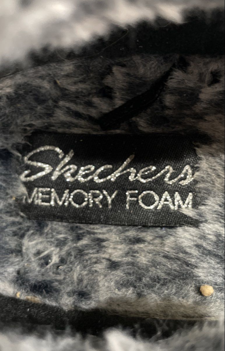 Skechers Keepsakes Ice Angel Black Faux Fur Memory Foam Slippers