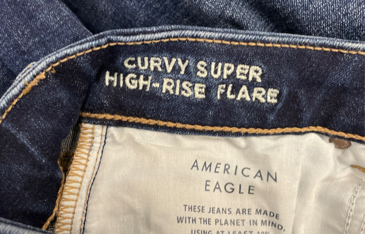American Eagle Women's Curvy Super High-Rise Flare Jeans Dark Wash Sz 10