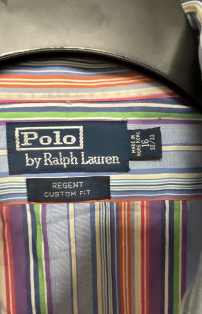Polo Ralph Lauren Men's Regent Custom Fit Multi-Color Striped Shirt Sz 16 32/33