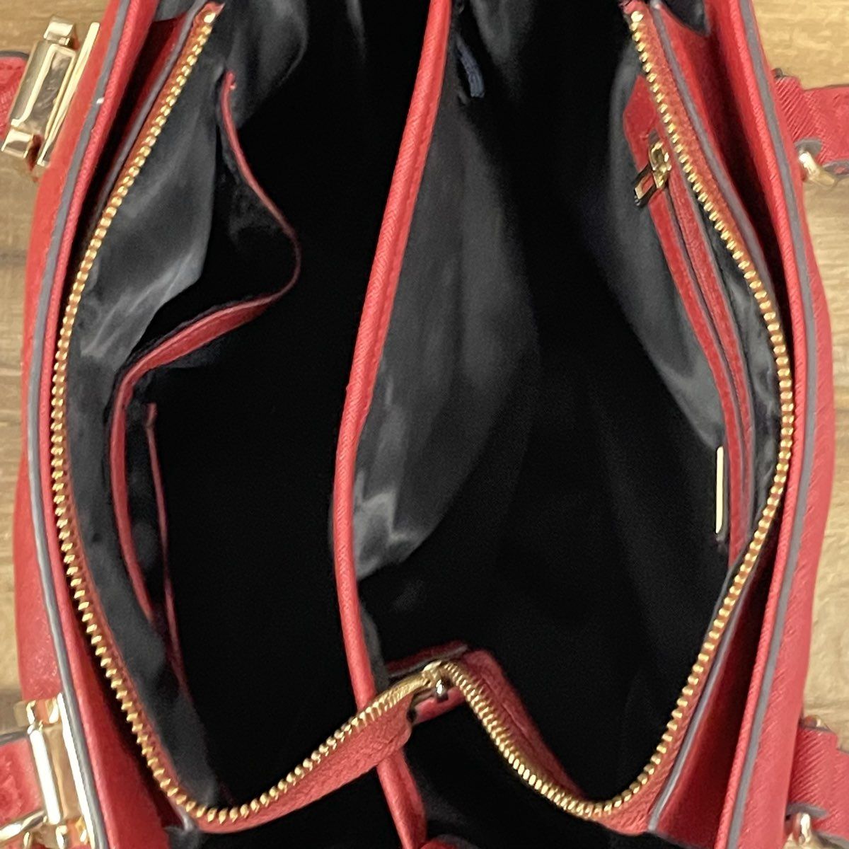 Guess Red Breana Medium Shopper Tote Bag With Key Chain Gold Hardware