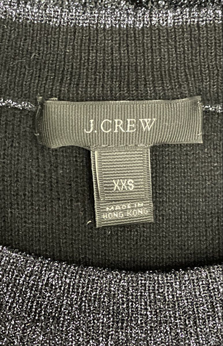 J.Crew Women's Silver Black Metallic Shimmer Crewneck Sweater Sz XXS