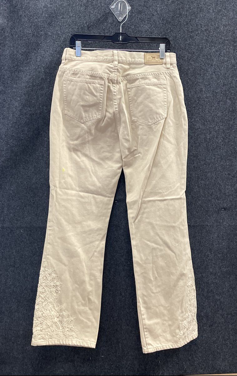 Lauren Jeans Co. Ralph Lauren Women's Tan Crochet Lace Applique Trim Jeans Sz 8