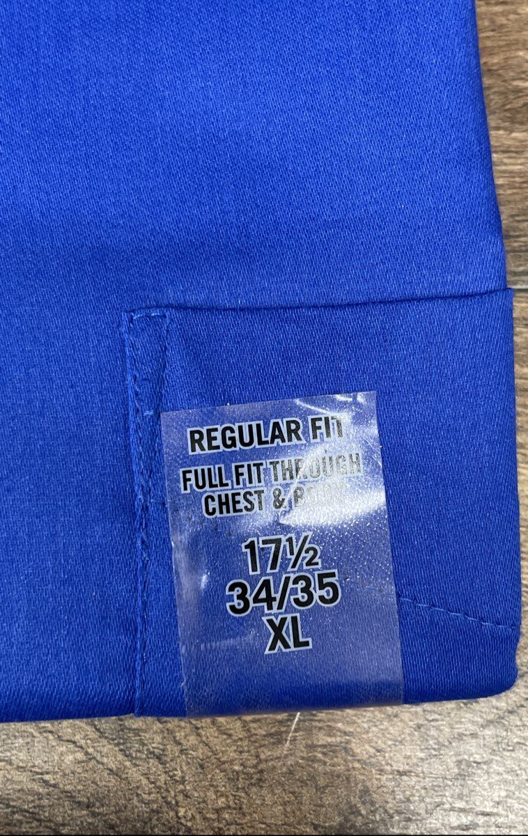 Van Heusen Men's Balard Blue Stretch Lux Sateen Dress Shirt XL 17.5 34/35 NWT