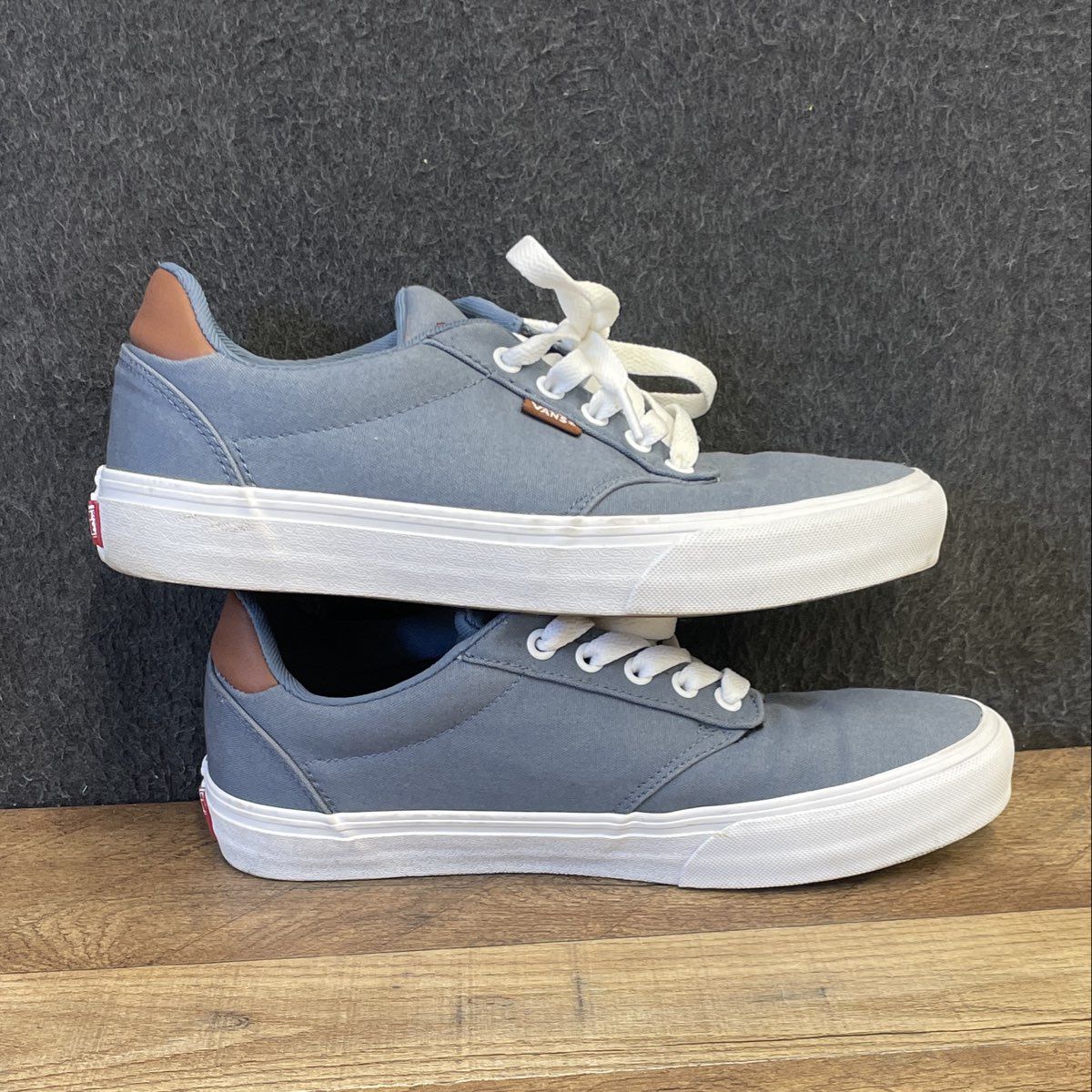 Vans Atwood Blue Brown Canvas Low-Top Sneakers Men's Size 8.5