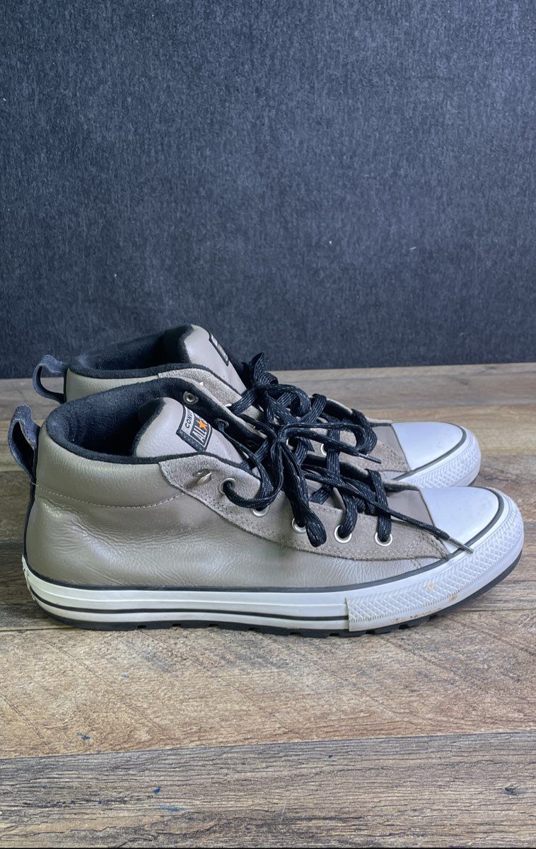 Converse Chuck Taylor All Star Street Mid Taupe Leather Sneakers Men's Size 11