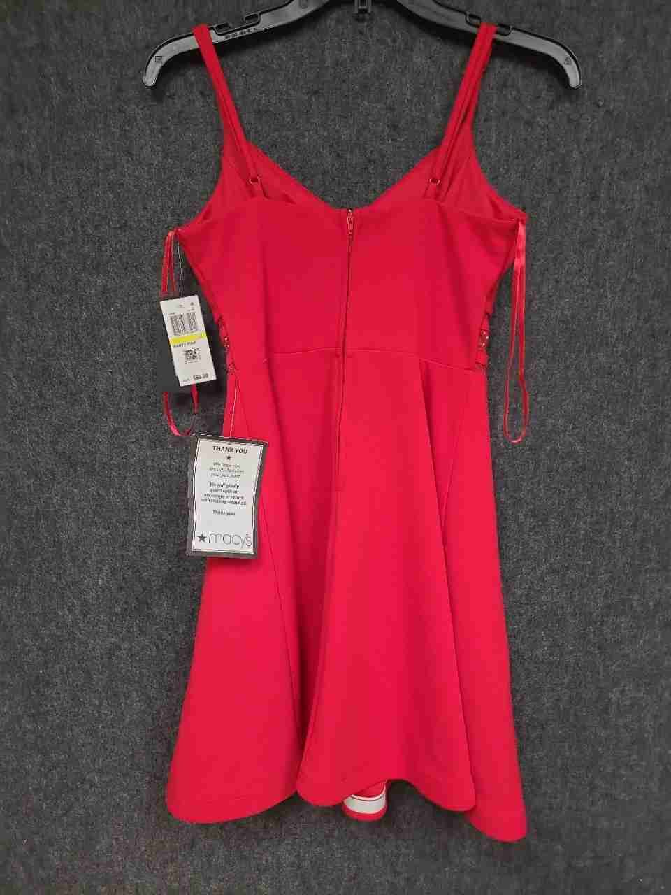 City Studio Women's Party Pink Red Embellished Waist Fit & Flare Dress Sz M NWT