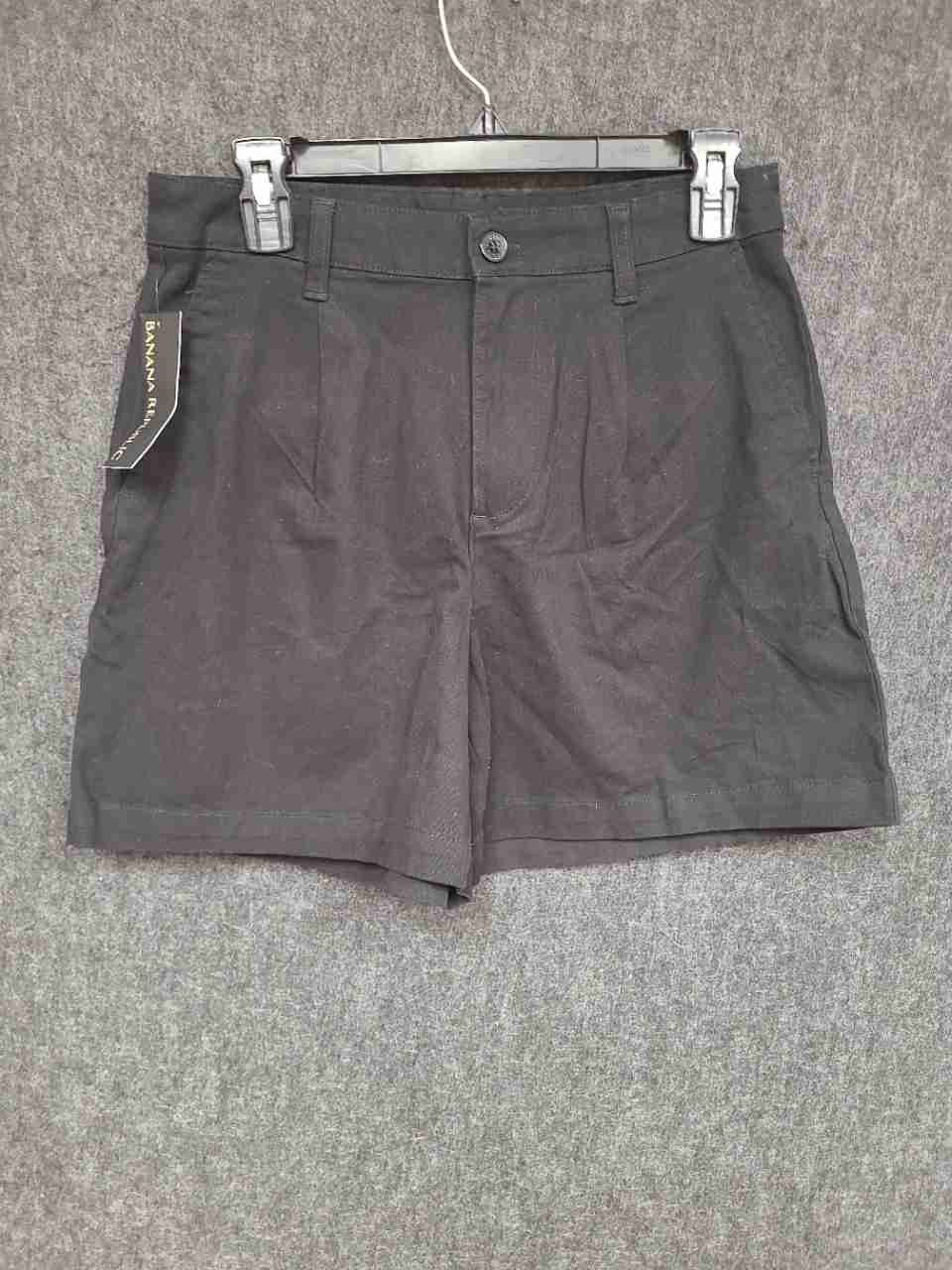 Banana Republic Women's Black Pleated Cotton Blend Shorts NWT Size 6