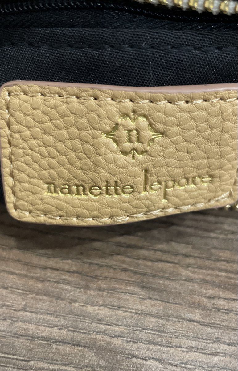 Nanette Lepore Black White Tan Leather Colorblock Crossbody Bag Gold Hardware