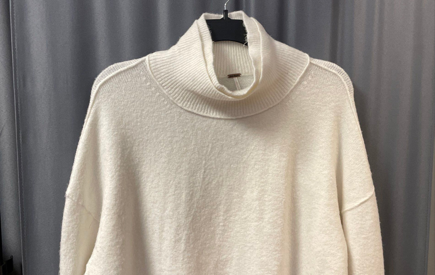 Free People Women's Afterglow Mock Neck Sweater Ivory Wool Blend Sz M