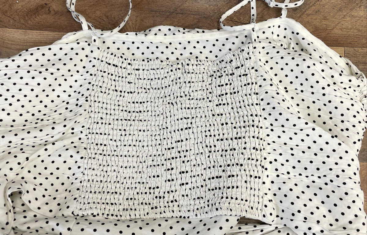Kate Spade New York Women's White Polka Dot Ruched Side Tie Top NWT Sz 3X