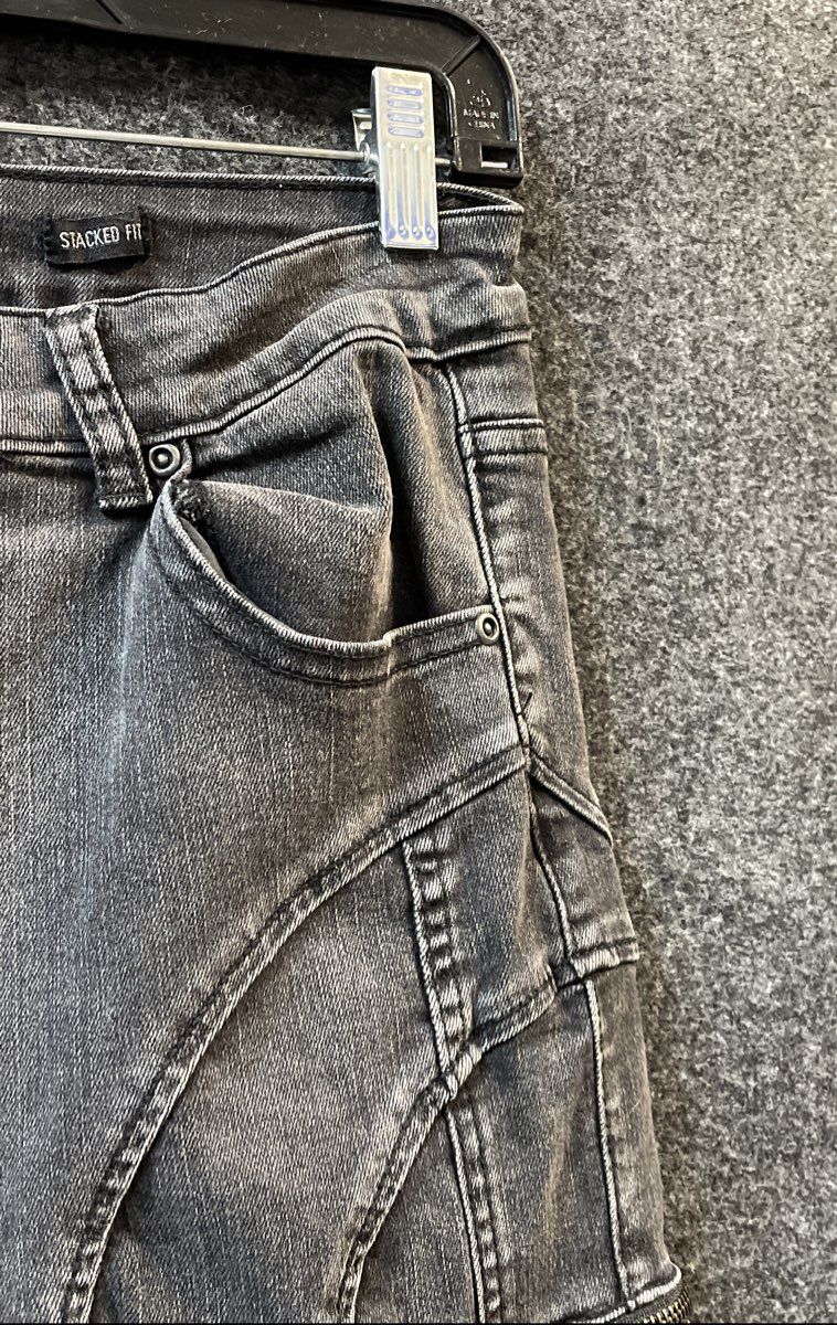 Waimea Boys' Black Acid Wash Multi-Zipper Moto Stacked Fit Cargo Jeans Size 18