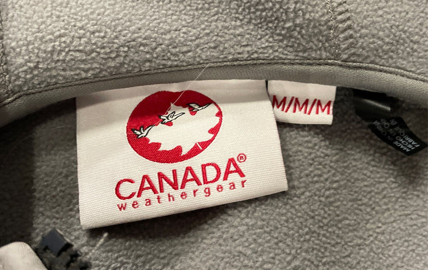 Canada Weathergear Men's Grey Full Zip Hooded Fleece Softshell Jacket Sz M