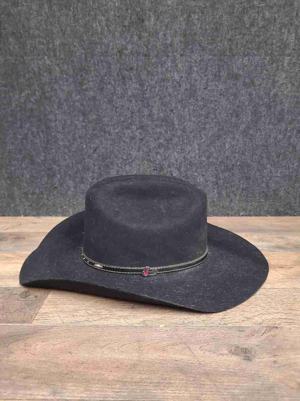 Justin Men's Black Felt Cowboy Hat Milano Cattleman Crease Studded Sz 7 1/8
