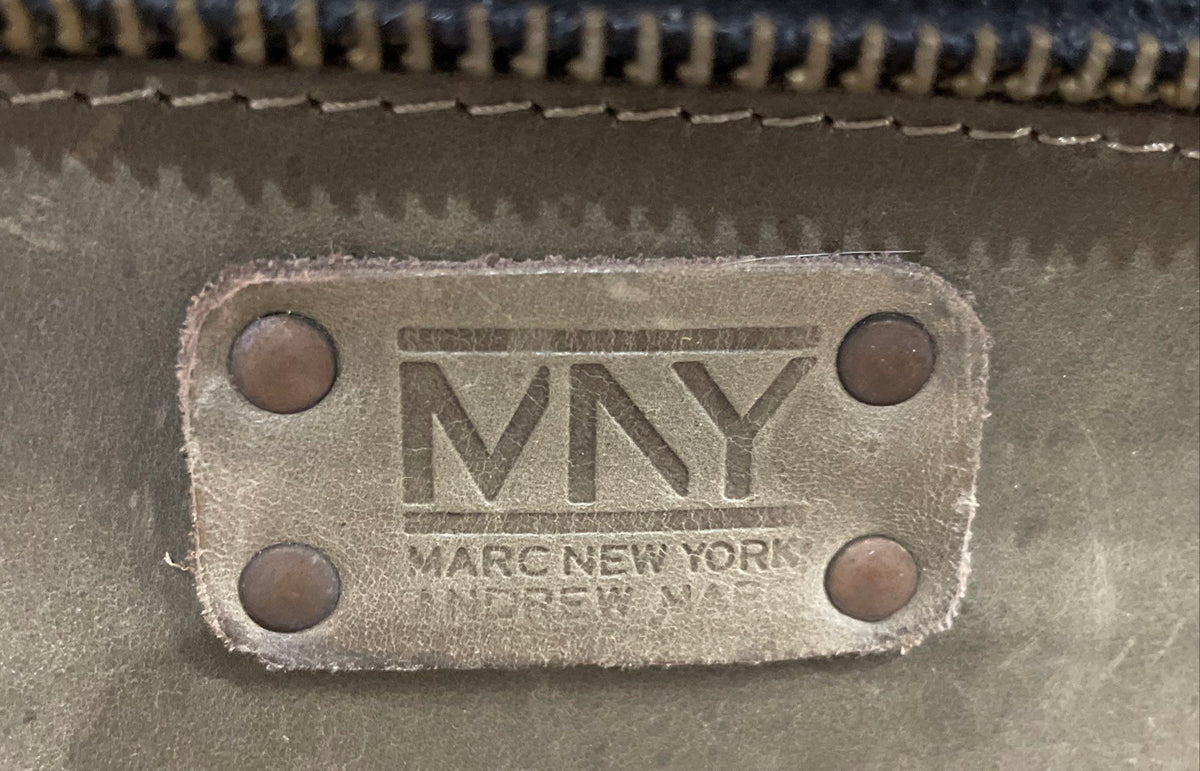 Marc New York MNY Grey Leather Dopp Kit Toiletry Bag Travel Organizer Pouch