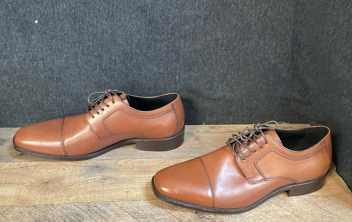 J. Murphy by Johnston & Murphy Tan Leather Cap Toe Derby Shoes Size 11.5 M