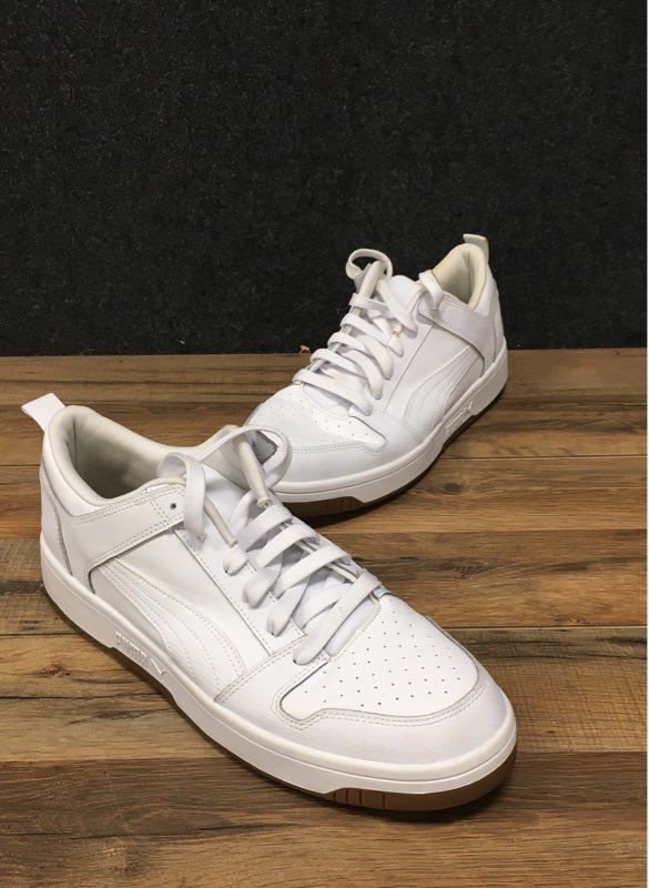 Puma Rebound LayUp Low White Gum Basketball Lifestyle Sneakers Men's Size 13