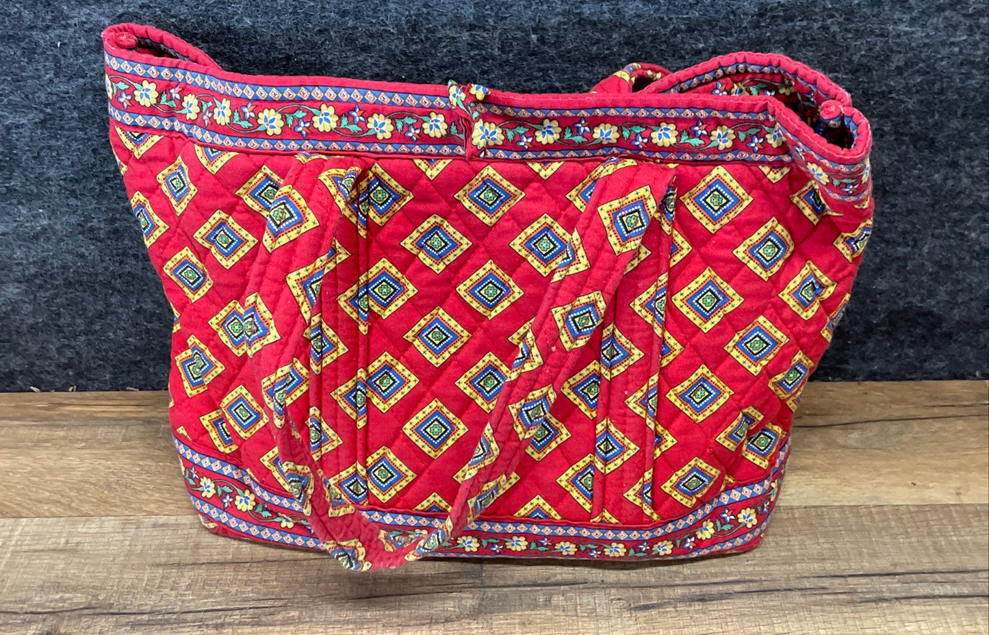Vera Bradley Red Quilted Tote Bag & Cosmetic Pouch Vintage Lot of 2