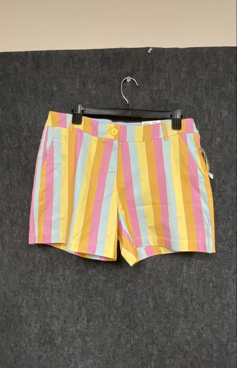 Crown & Ivy Women's Caroline Shorts Multicolor Vertical Stripe NWT Sz 10