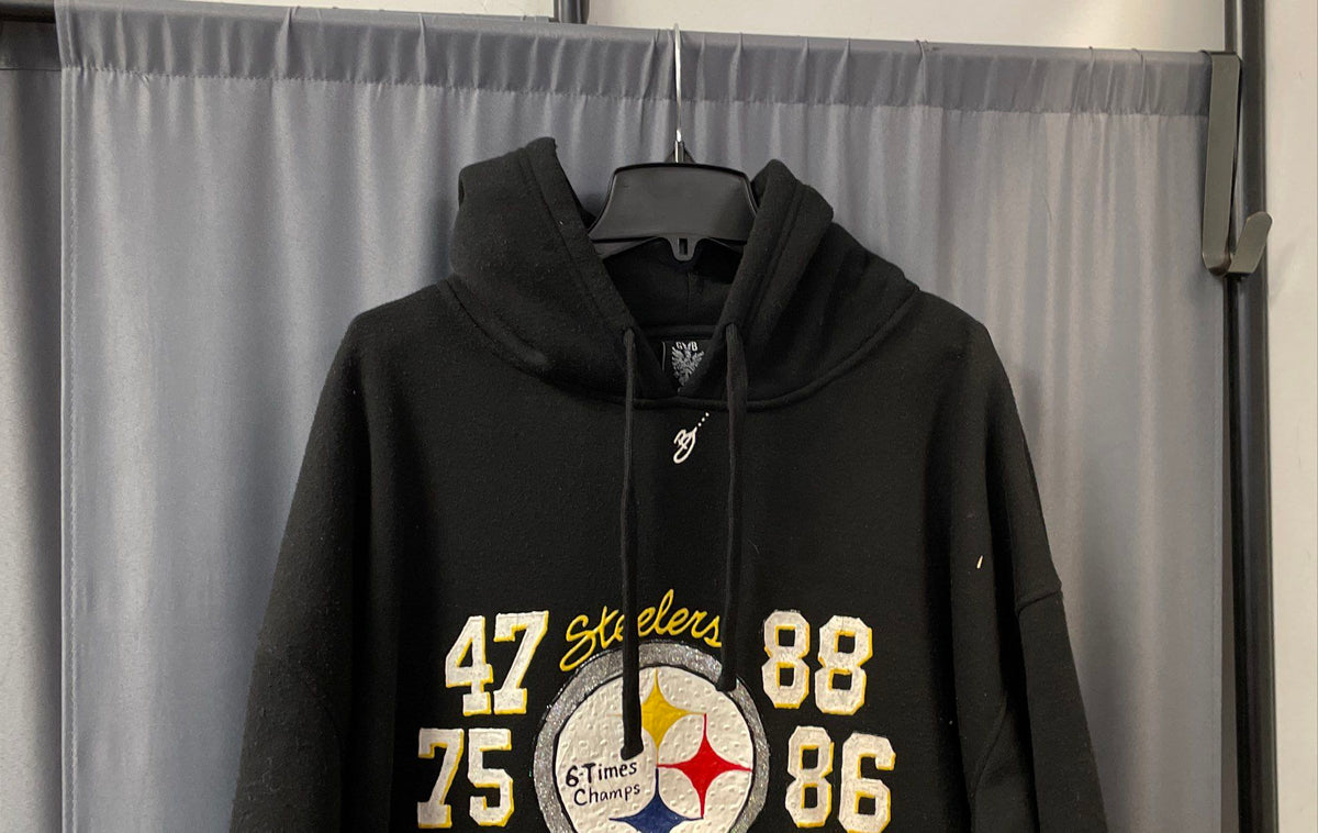 GVB Men's Pittsburgh Steelers Black Hand Decorated Legends Hoodie Sz 6XL