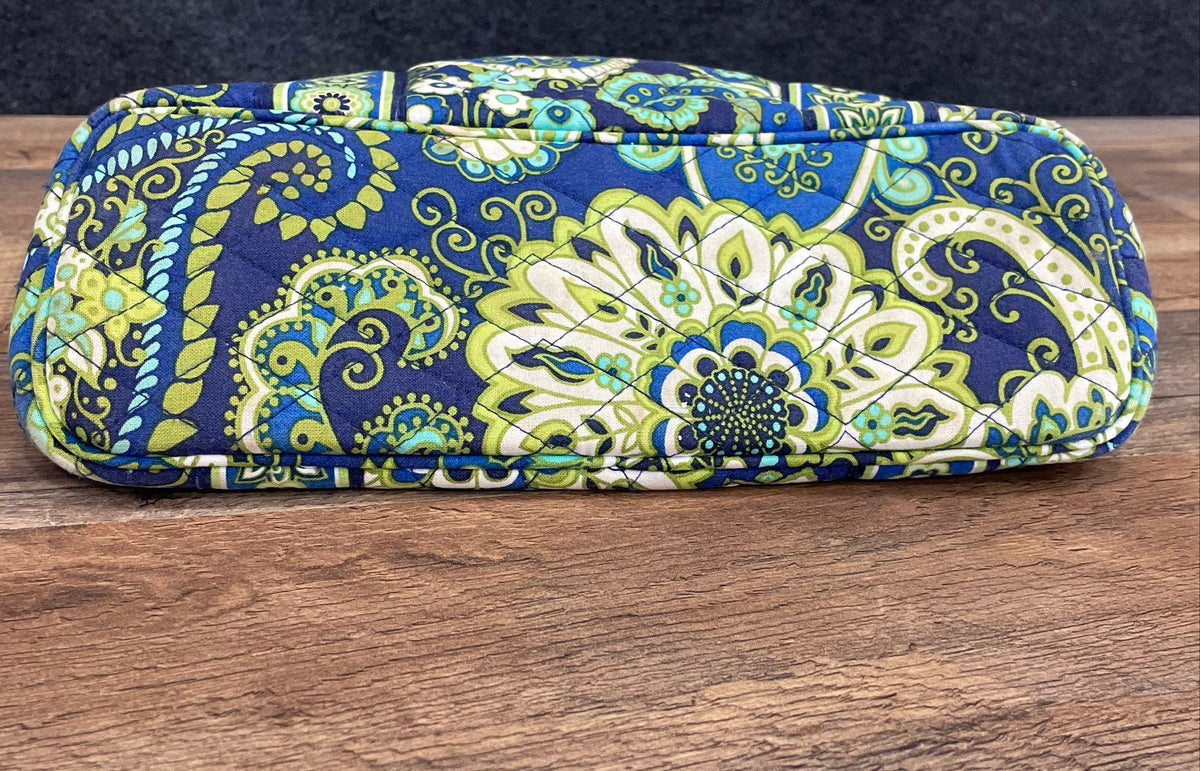 Vera Bradley Green Blue Paisley Quilted Tote Bag & Black Wallet Lot of 2