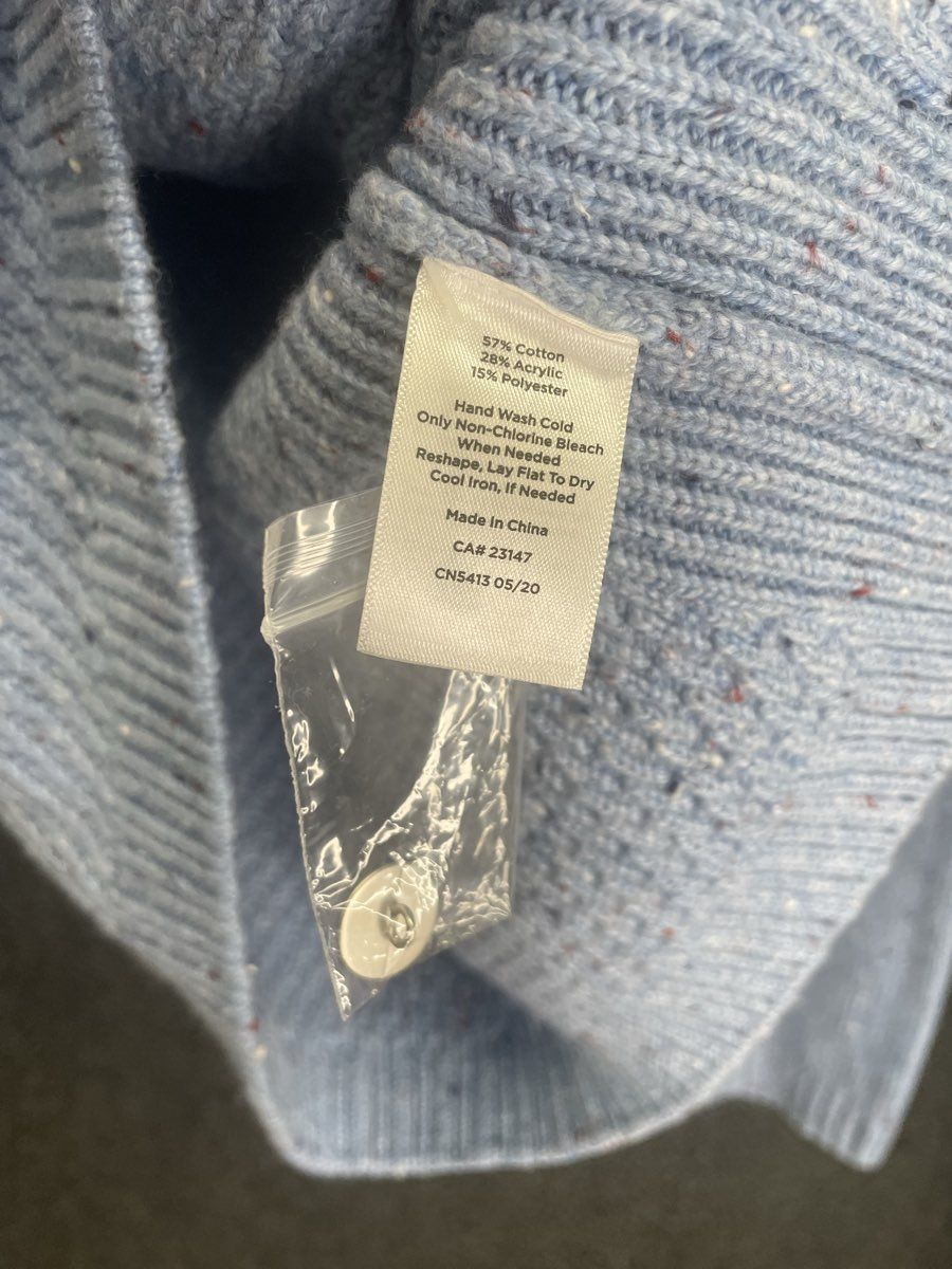 Talbots Women's Light Blue Speckled Shoulder Button Knit Sweater Size L NWT